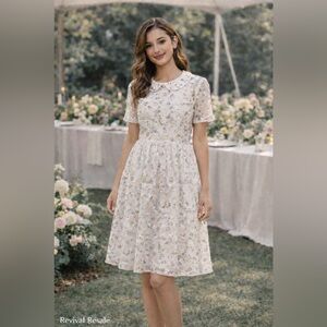 Gorgeous Hand Made and Beaded Ivory Floral Dress – Juniors S– Retail $180 NWT